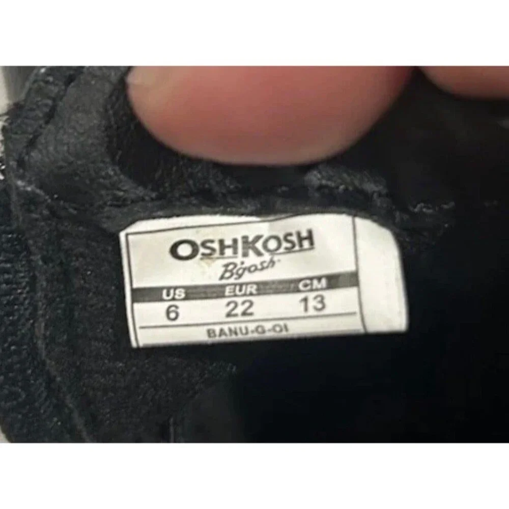 OshKosh B’gosh Toddler Girls Black Ankle Boots Size 6 Glitter Buckle Zip